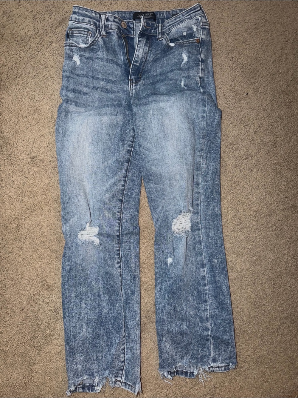 Judy Blue Light Blue Distressed Straight Leg Jeans